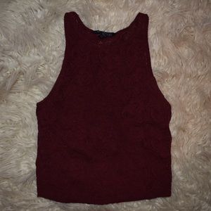 AE burgundy lace crop top